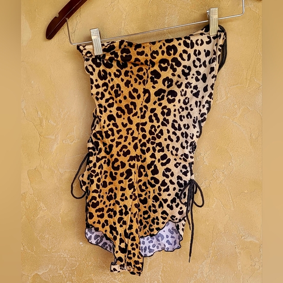 Vintage Leopard 1980s One-Piece Swimsuit, Side Ties. Size Small Beach Fun - Picture 10 of 12